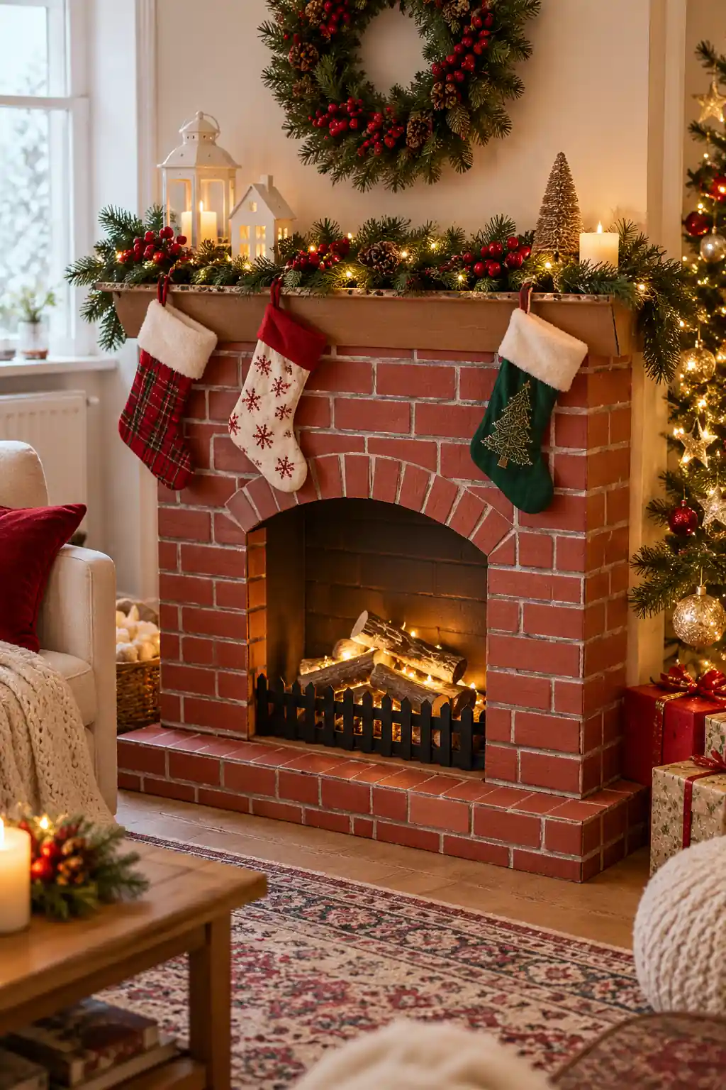 Cardboard Fireplace DIY Christmas decor ideas