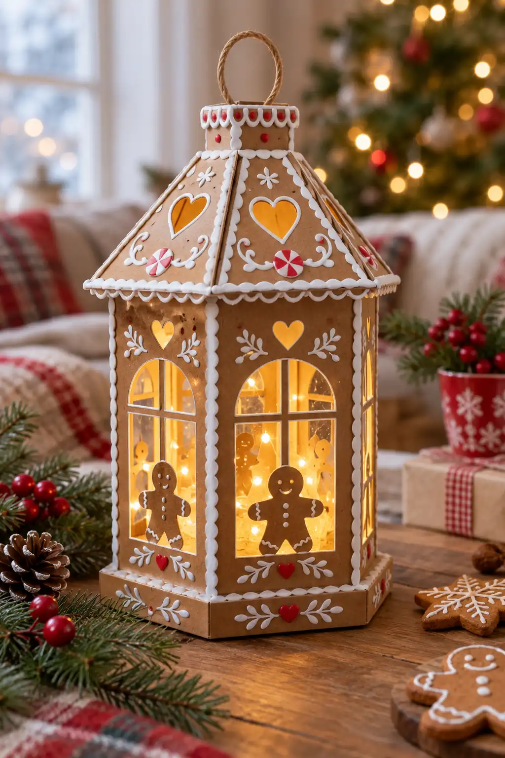 Cardboard Gingerbread Lantern DIY Christmas lanterns ideas