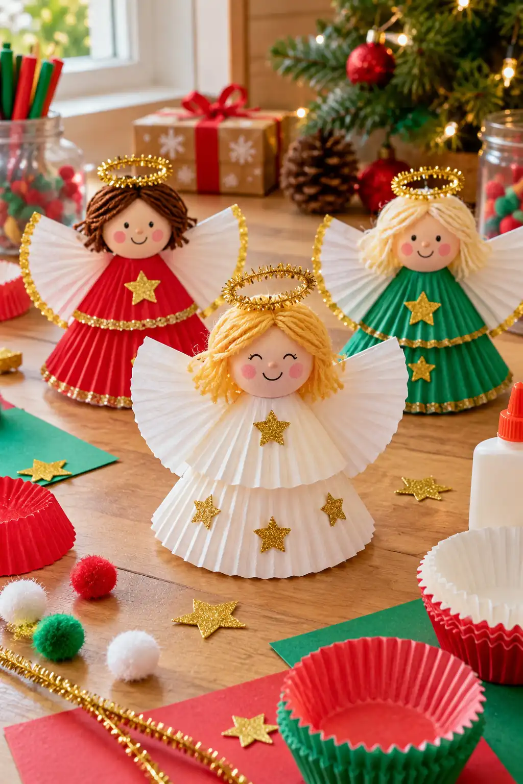 Cupcake Liner Angels Christmas crafts for preschoolers