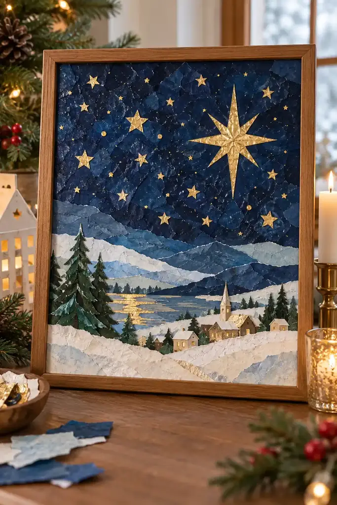 Foil star night sky collage