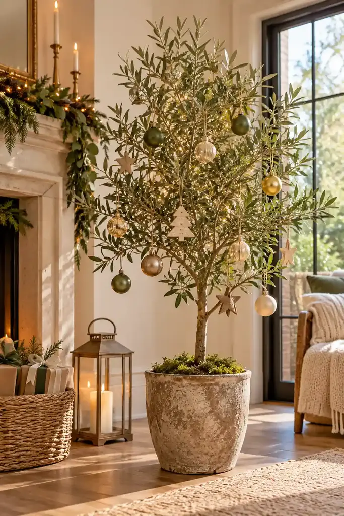 Olive tree with simple ornaments