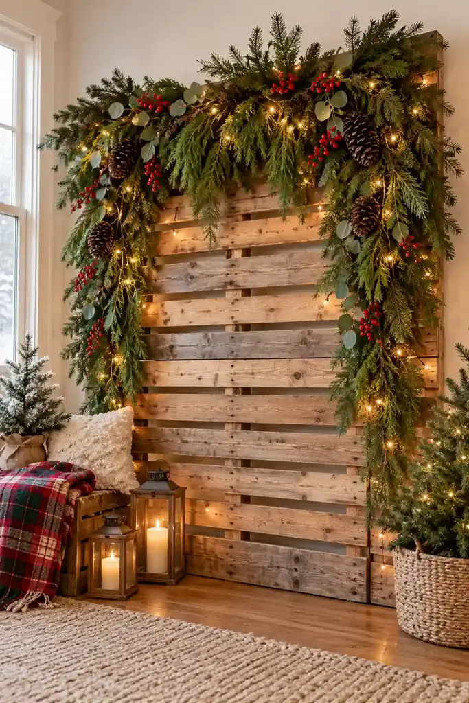 Pallet wall greenery display