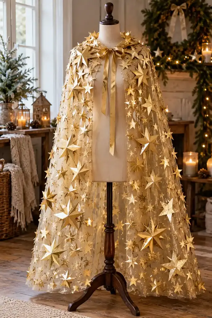 Paper star gold cape Christmas costume