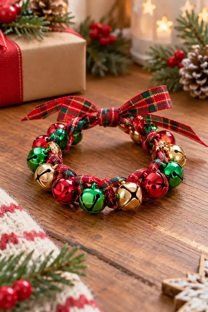 Ribbon and jingle bell bracelet