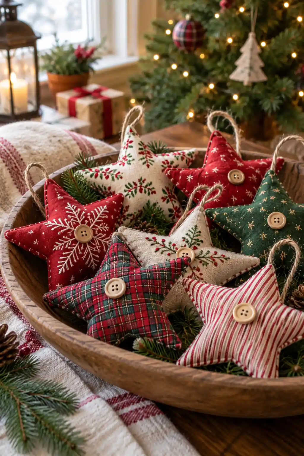 Stuffed Fabric Stars fabric Christmas crafts ideas
