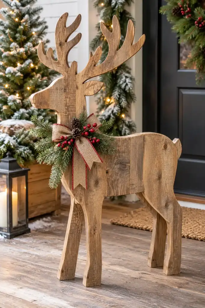 Wooden reindeer silhouette cutout