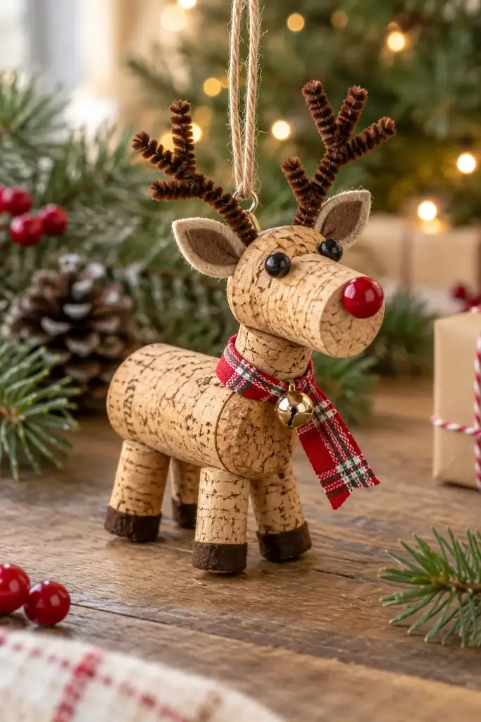 Cork reindeer Christmas ornament
