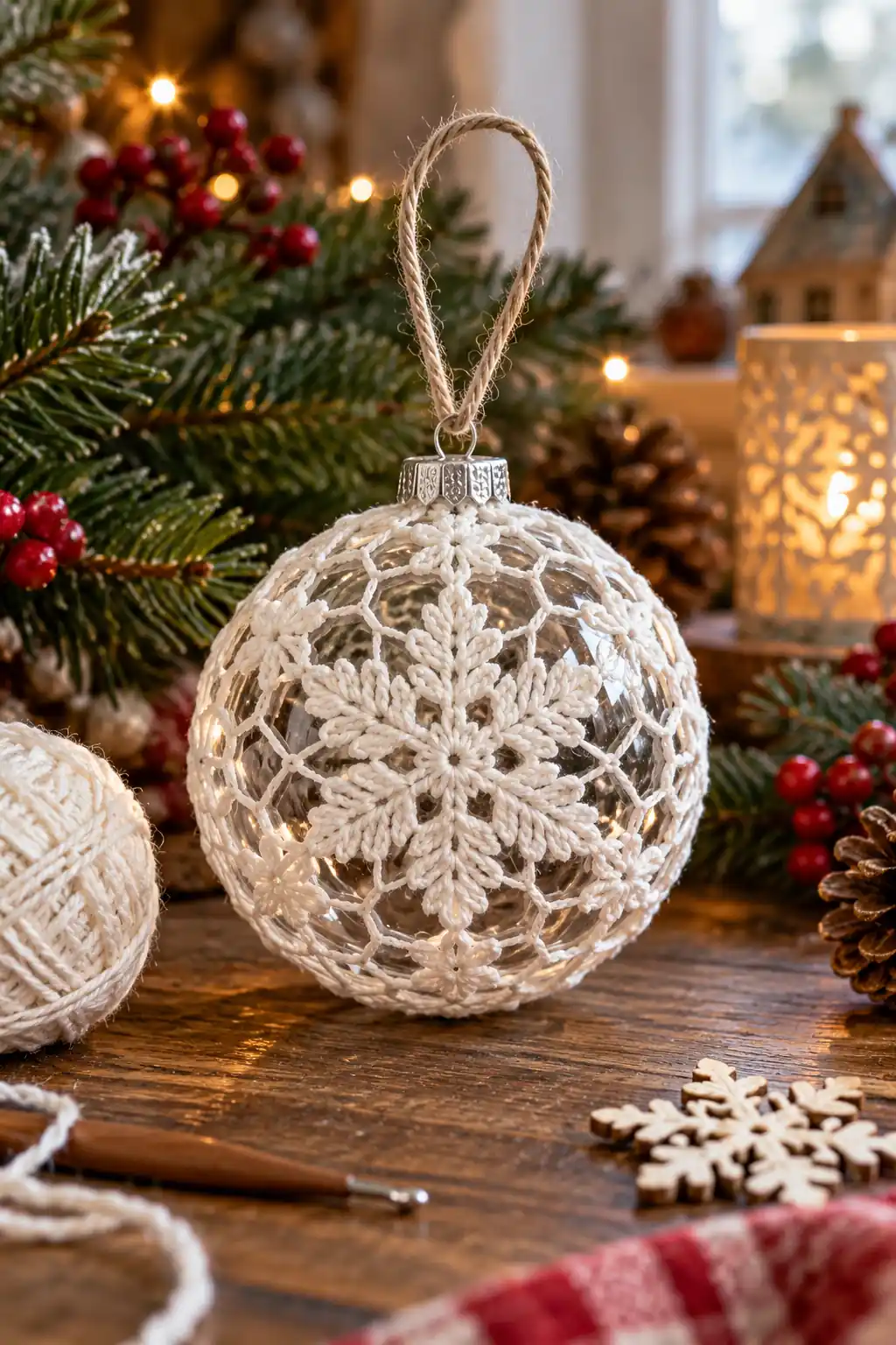 Crochet Snowflake Ball Christmas baubles ideas