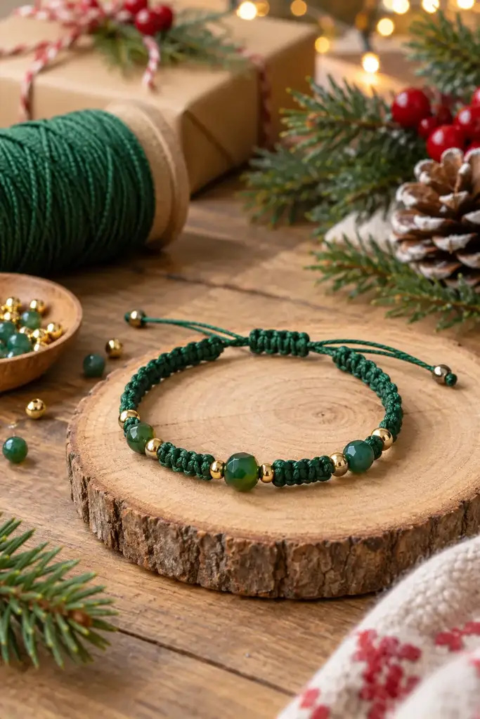 Macrame green cord bracelet