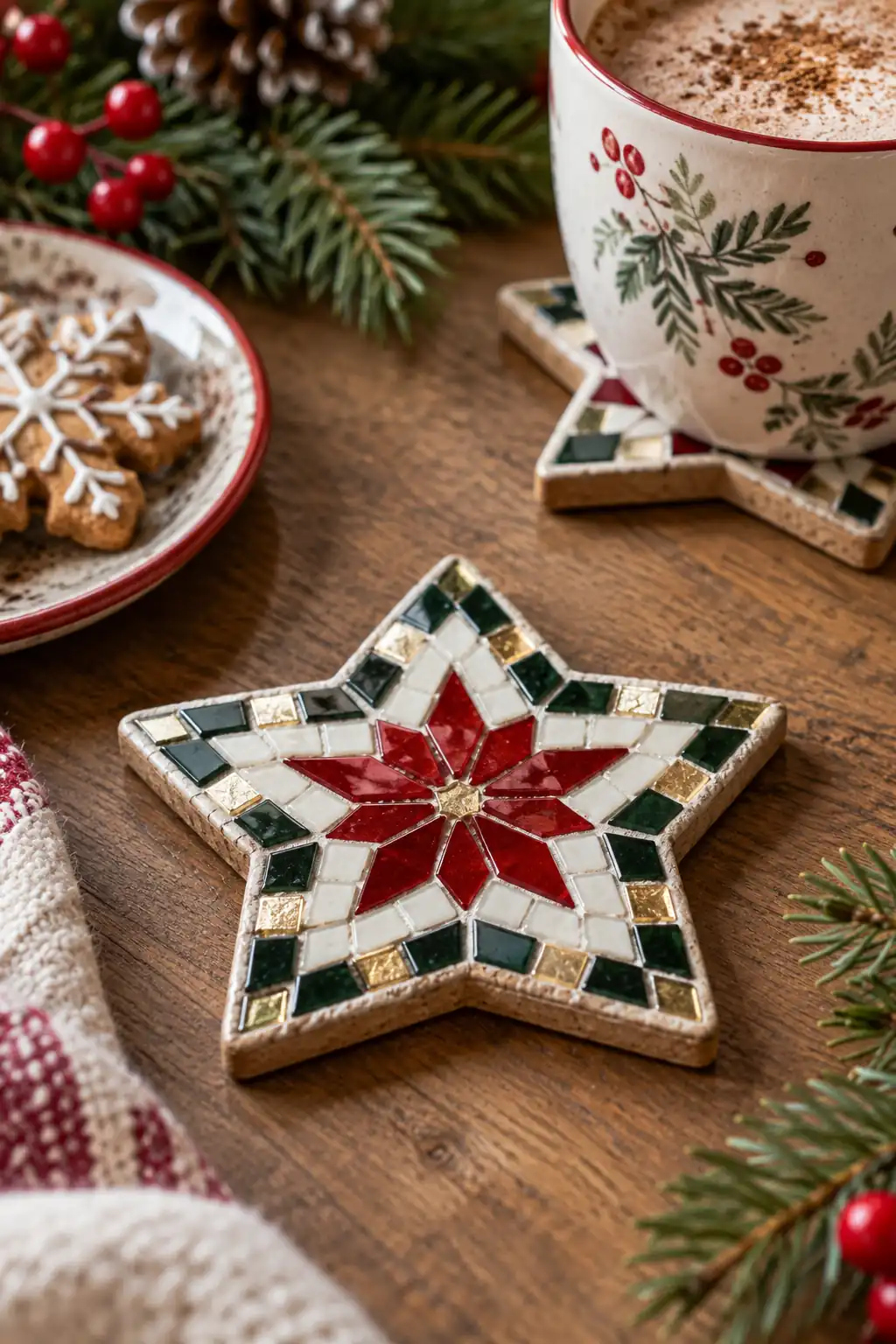 Mosaic Star Christmas coaster ideas