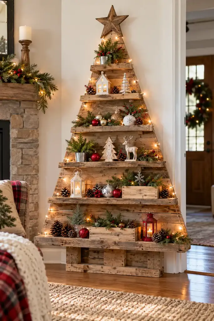 Pallet ornament shelf tree