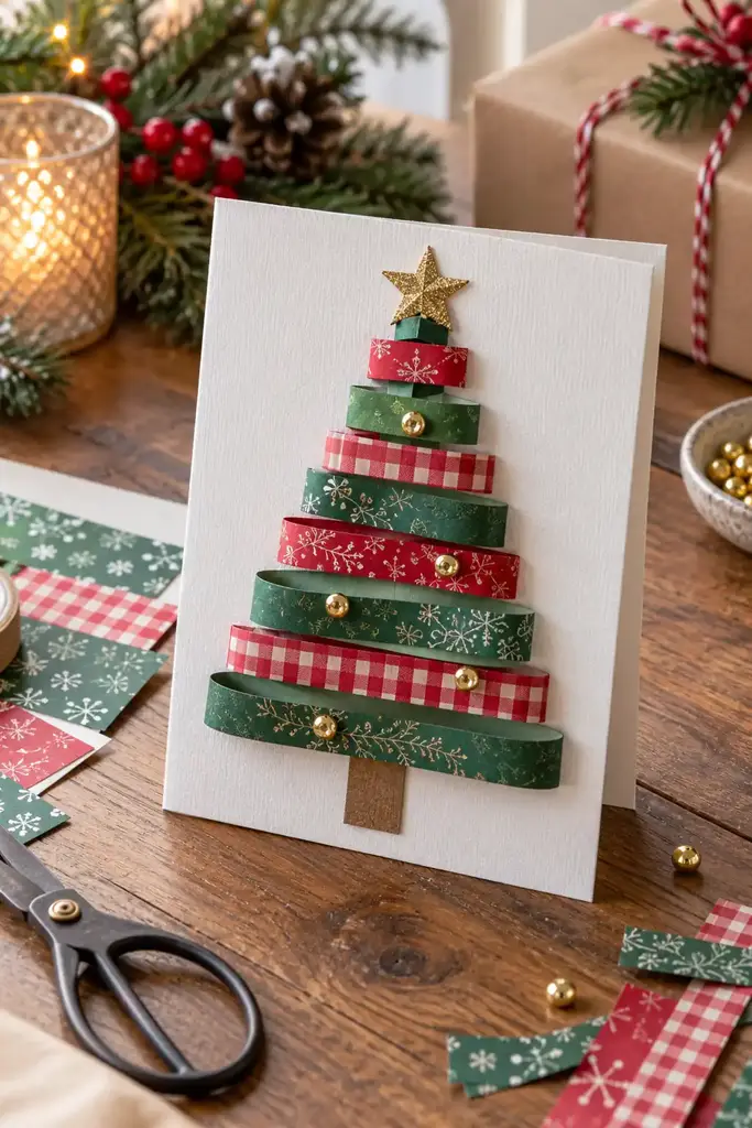 Paper strip ribbon tree card