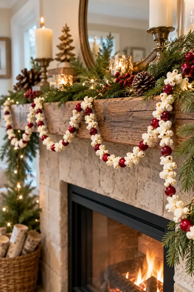 Popcorn and cranberry garland