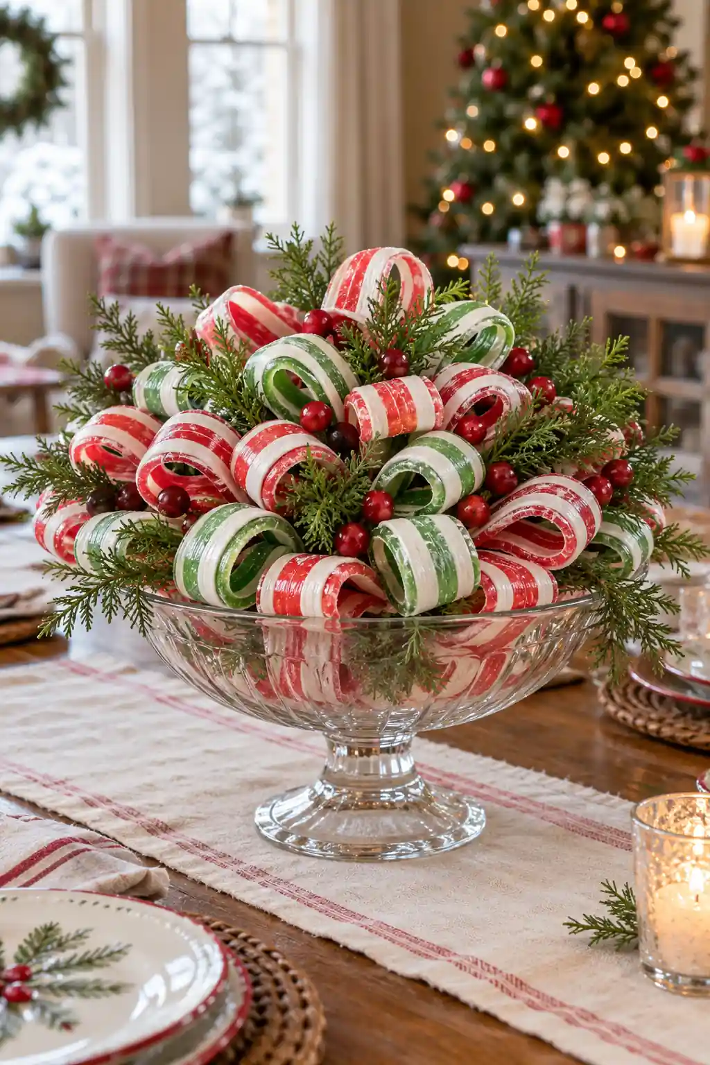 Ribbon Candy Centerpiece Christmas candy decoration ideas