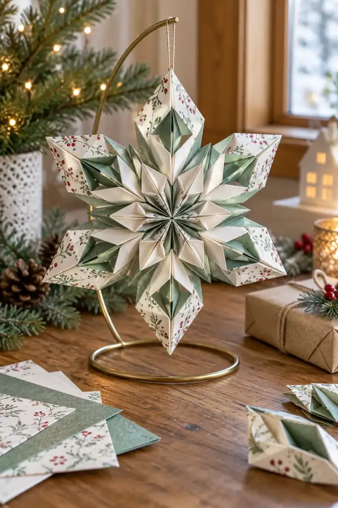 Origami modular snowflake