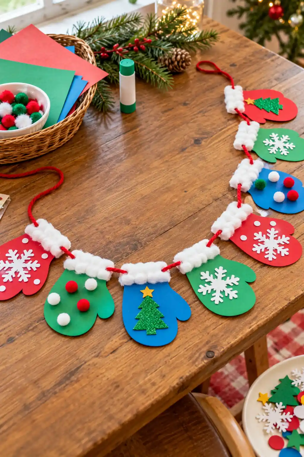 Paper Mitten Garland Christmas crafts for preschoolers