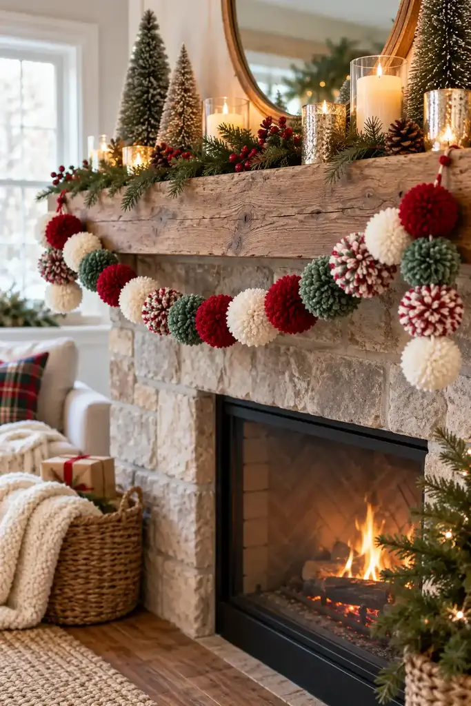 Yarn pompom garland