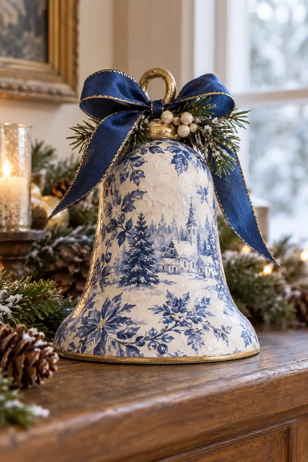 Blue and White Bell decoupage Christmas ideas