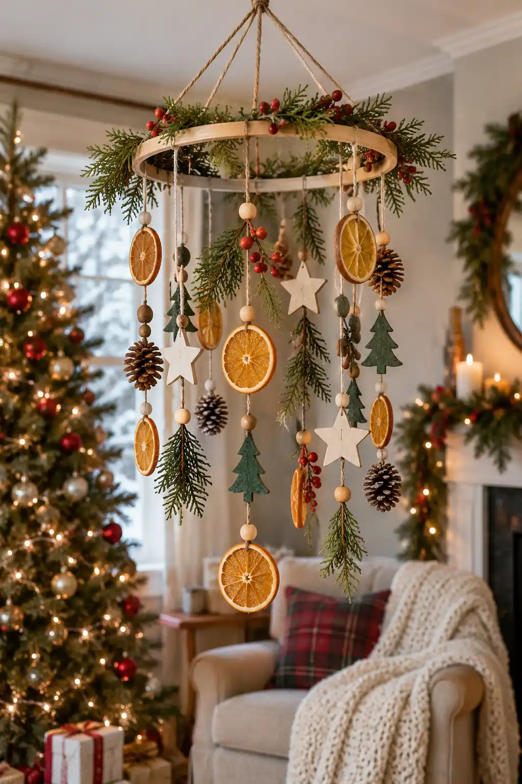 Embroidery Hoop Mobile DIY Christmas decor ideas