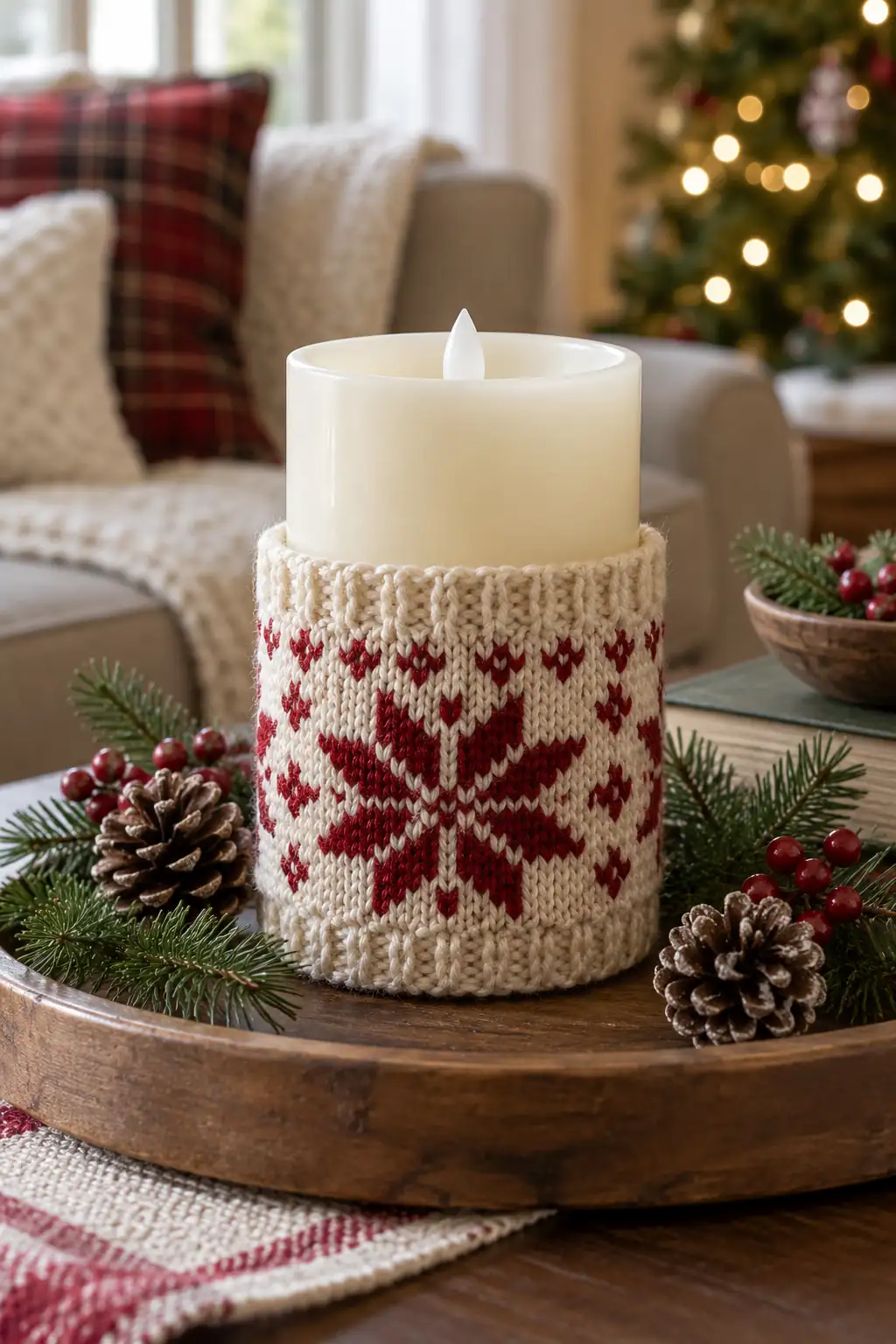 Knitted Candle Sleeve Christmas craft ideas