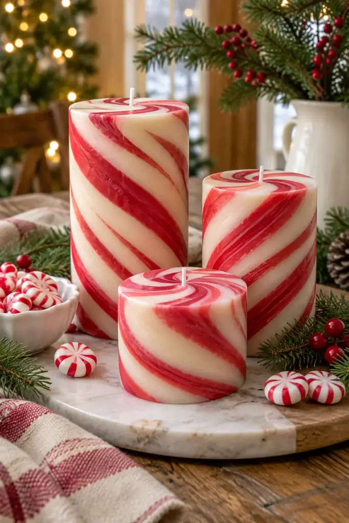Peppermint swirl candle