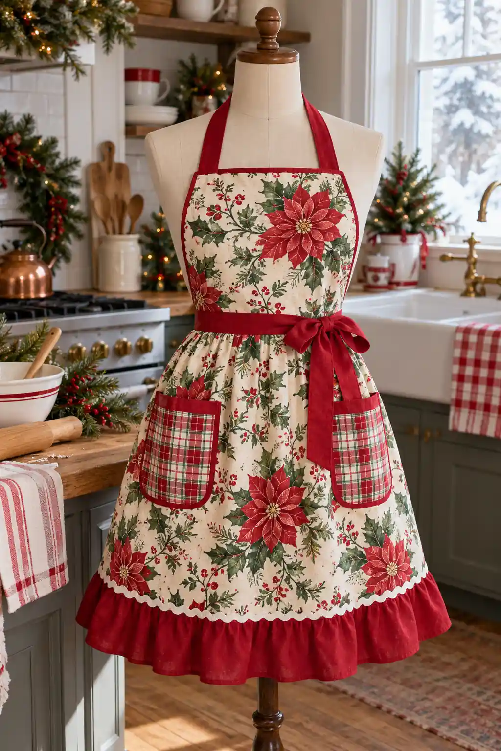 Vintage Christmas Floral Christmas apron ideas