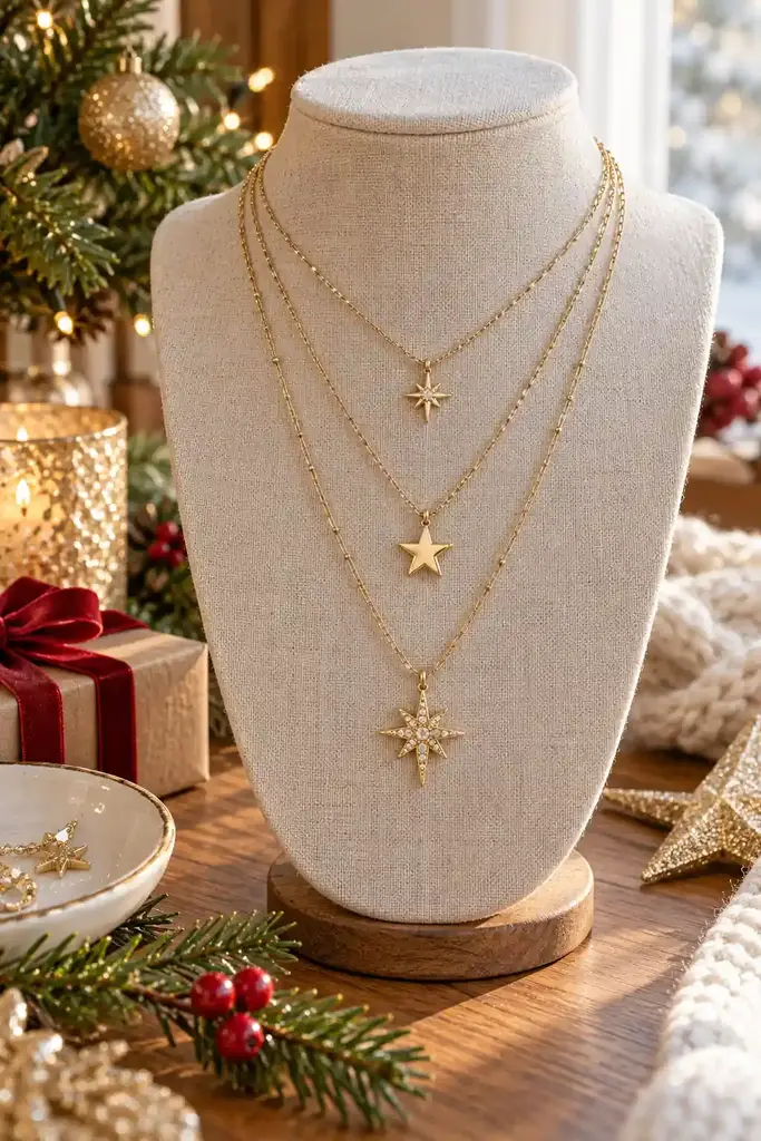 Layered gold star necklaces