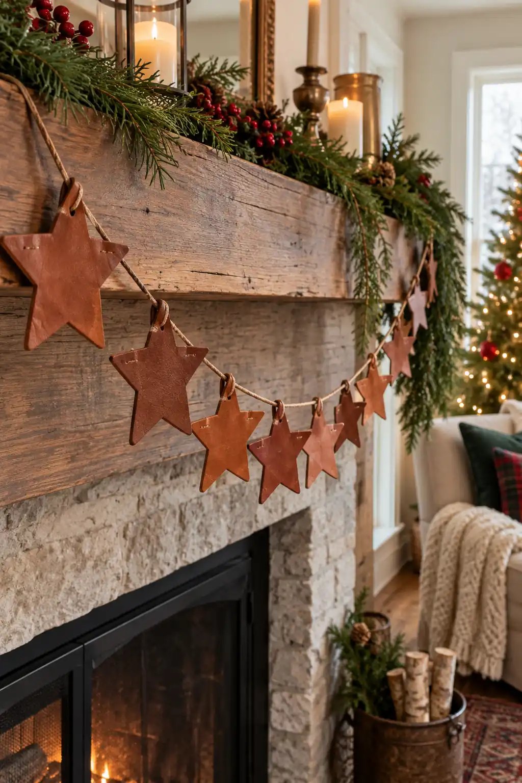 Leather Star Garland Christmas crafts for adults