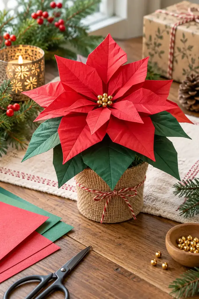 Origami poinsettia