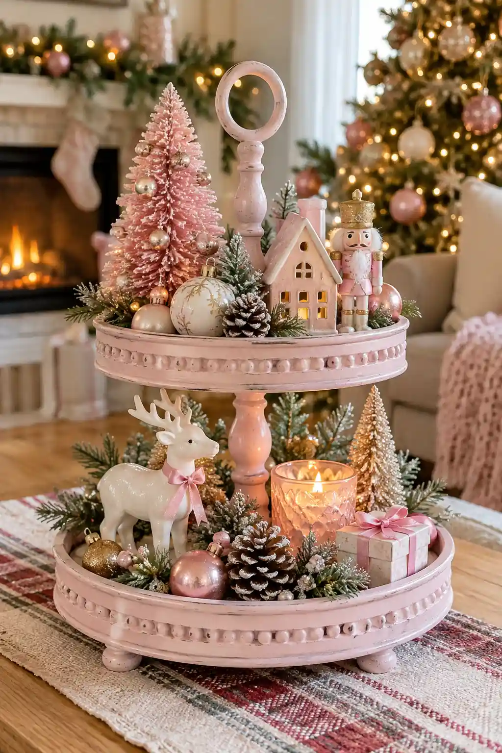 Pink Pastel Tiered Tray Christmas tray ideas