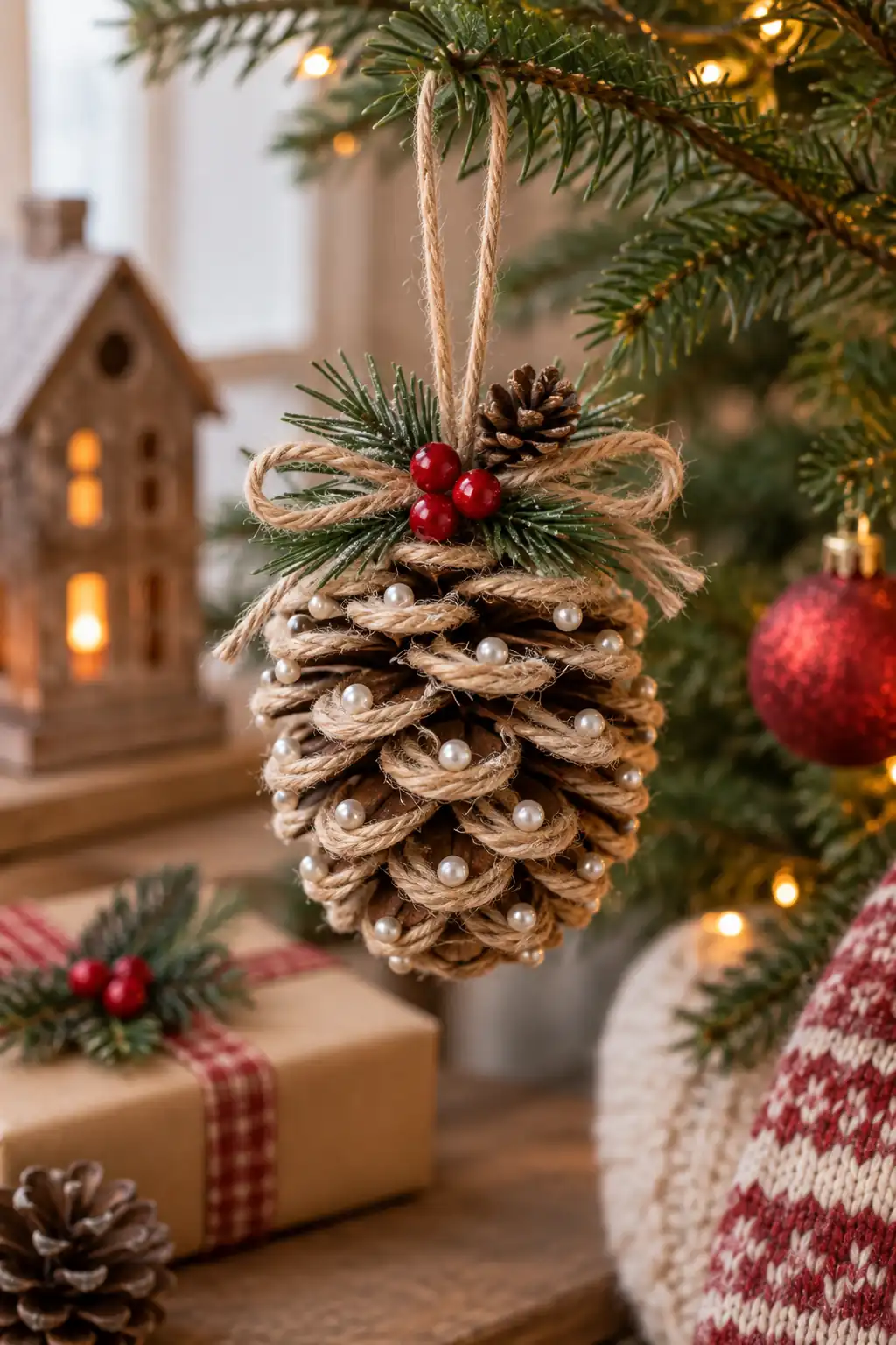 Twine Pinecone Bauble Christmas baubles ideas