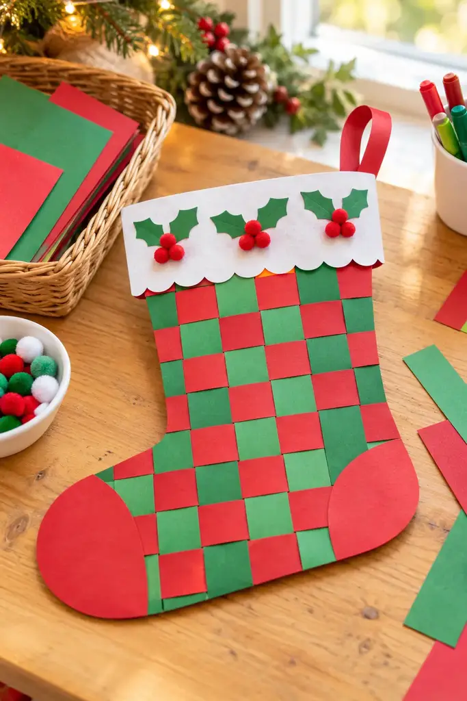 Woven paper stocking craft