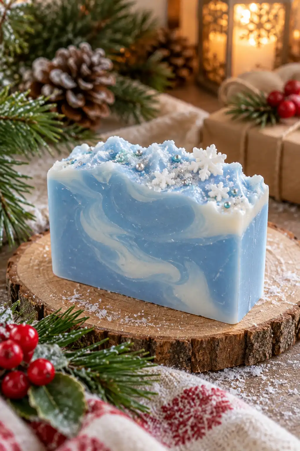 Blue Frosted Bar Christmas soap ideas