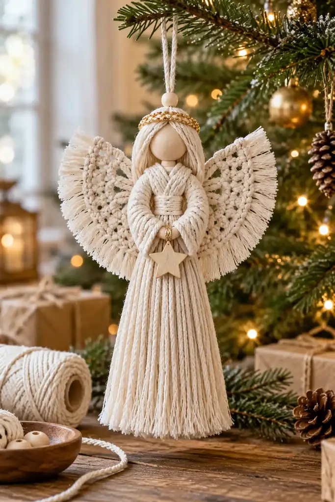 Macrame angel ornament