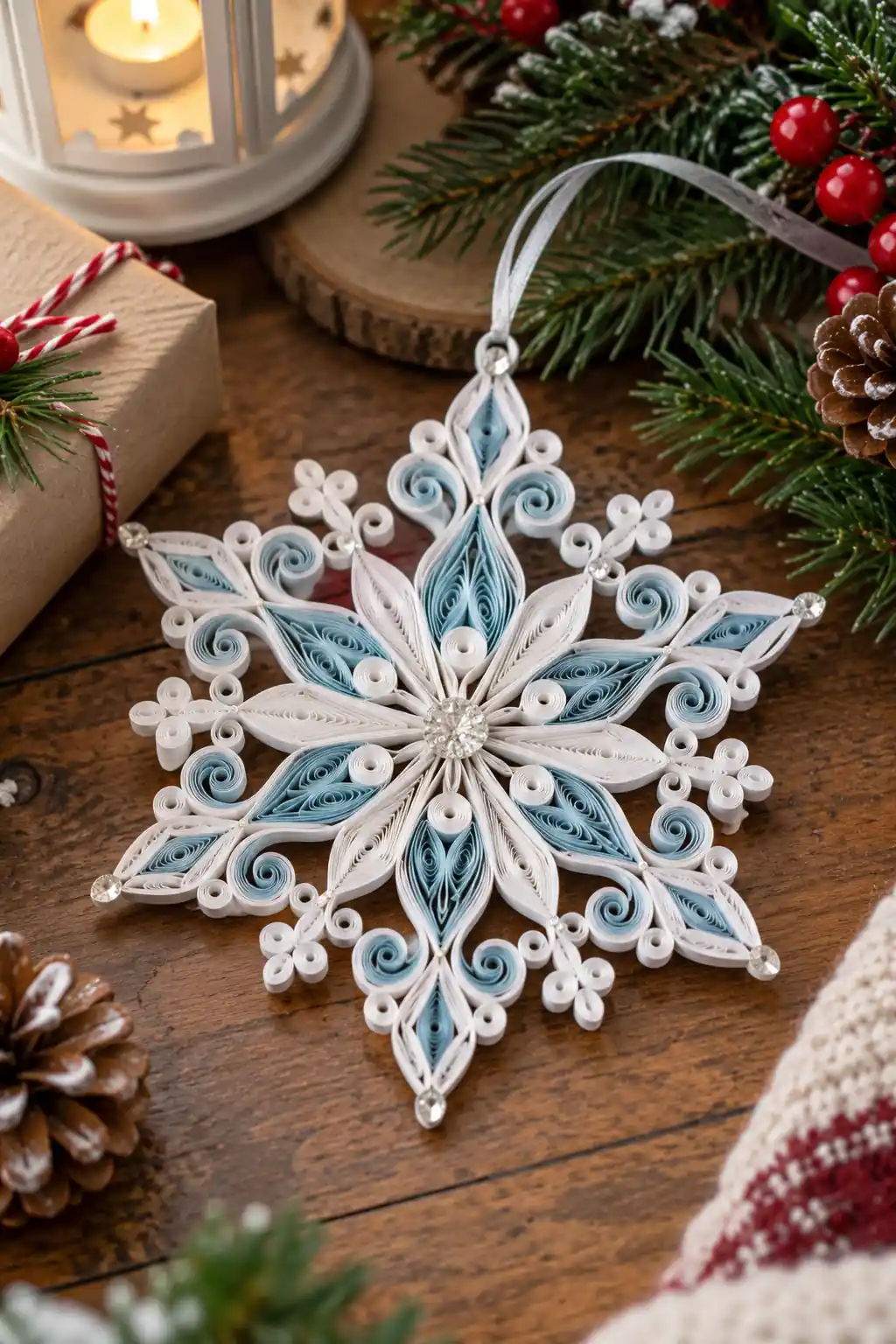 Quilled Paper Snowflake Christmas crafts for adults