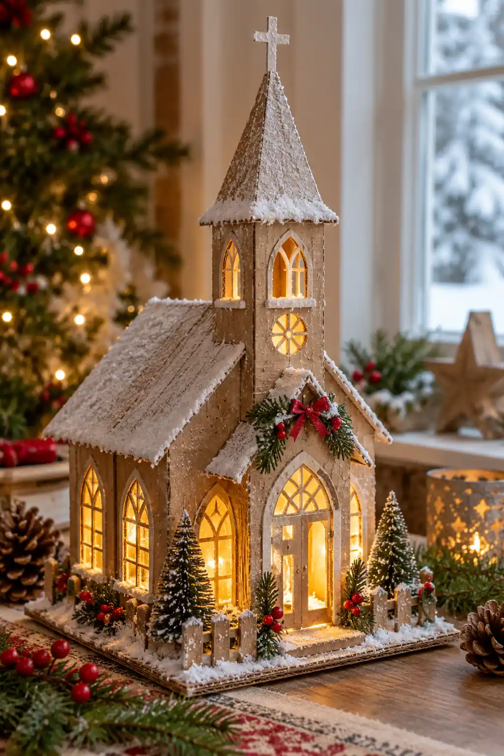 Recycled Carton Church DIY Christmas lanterns ideas