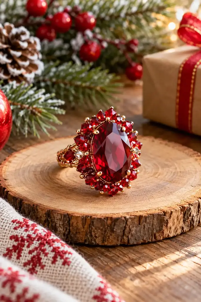 Red crystal statement ring