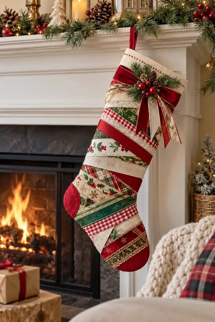 Ribbon stocking collage