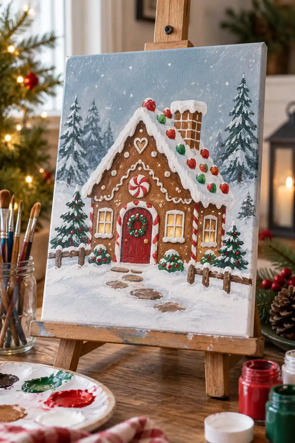 Tiny Gingerbread House Christmas canvas ideas