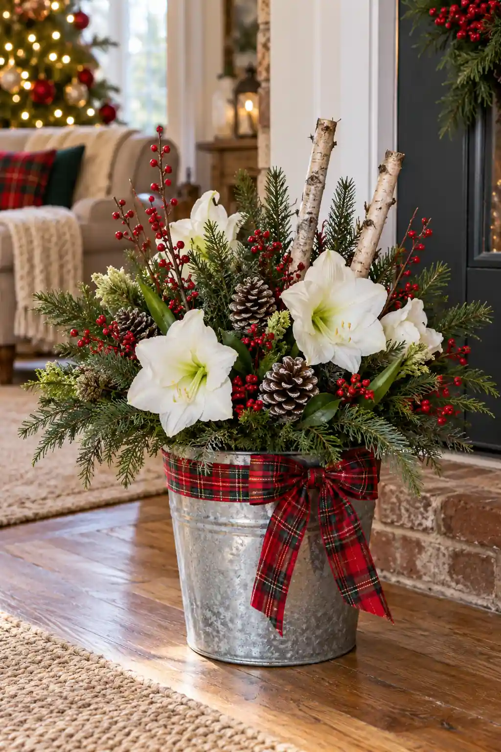 Winter Flower Bucket Christmas bucket ideas