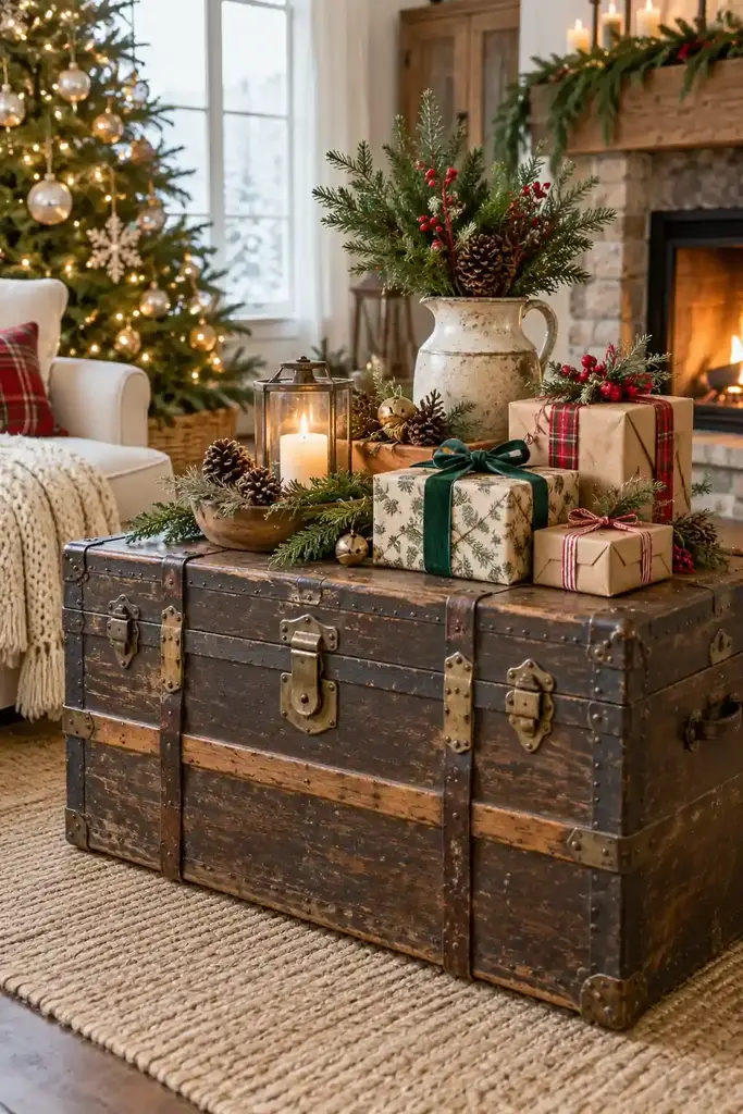 Vintage trunk gift display