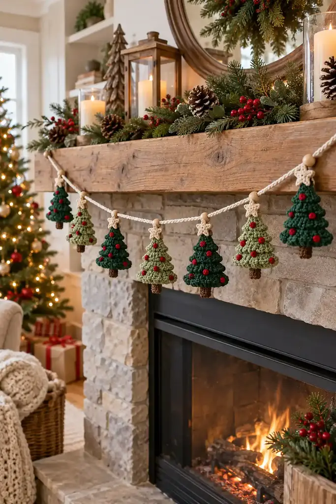 Crochet Christmas tree garland