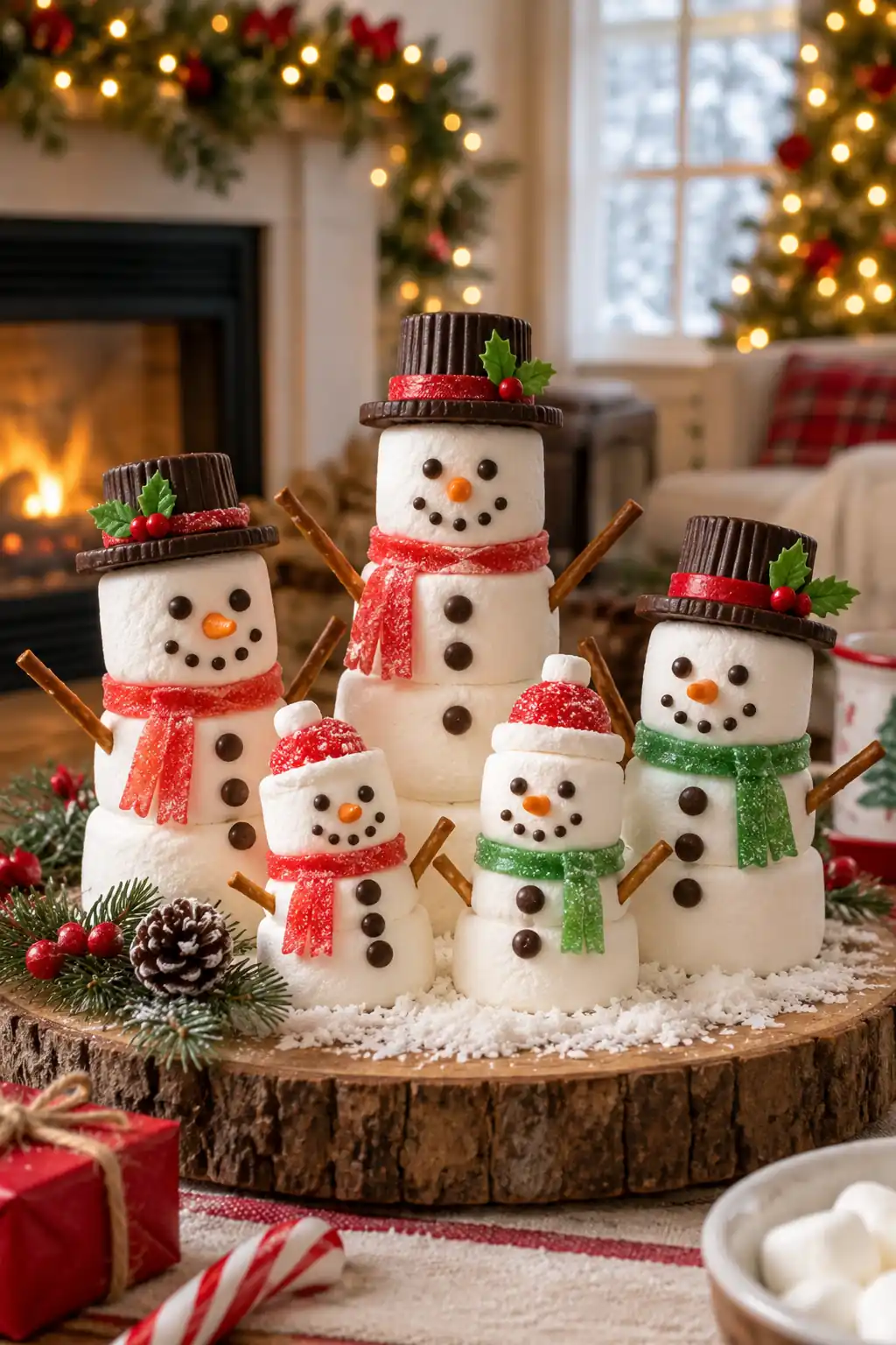 Marshmallow Snowman Display Christmas candy decoration ideas