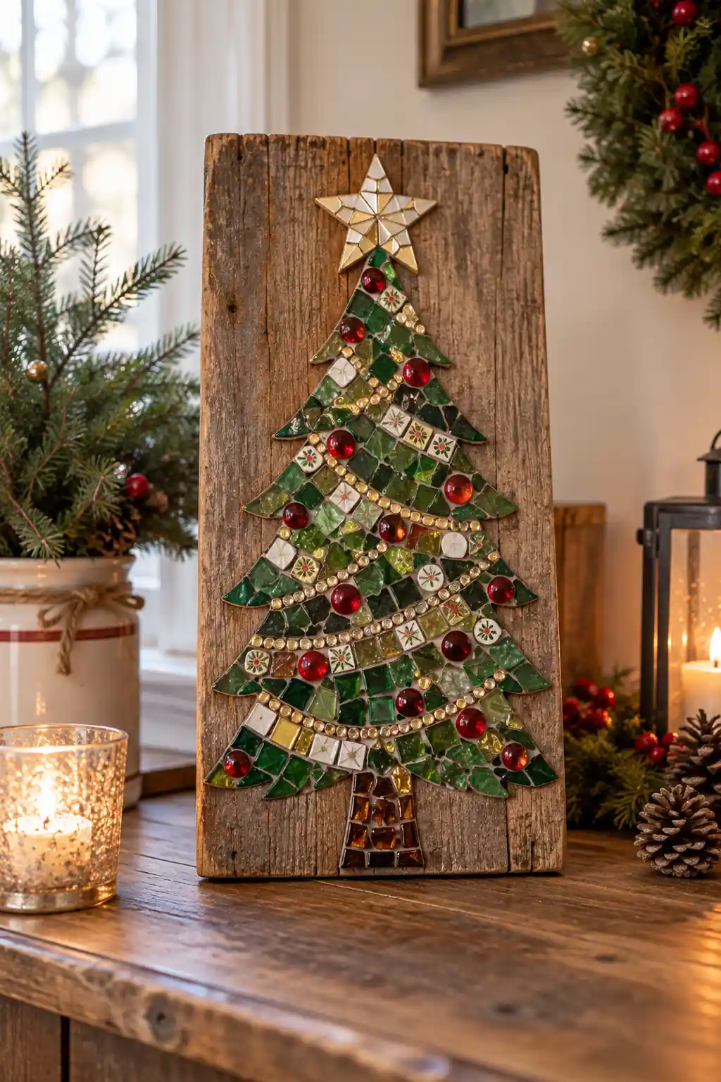 Mosaic Tree Plaque Christmas craft ideas
