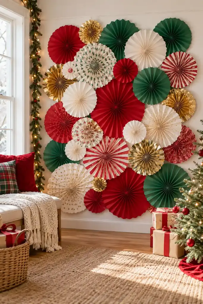 Paper fan festive wall