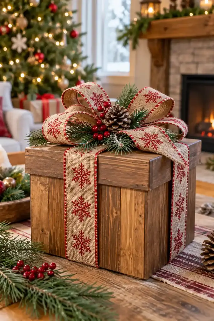 Wooden gift box decor set