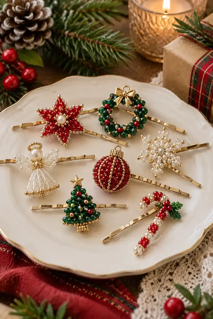 Beaded ornament hair pins