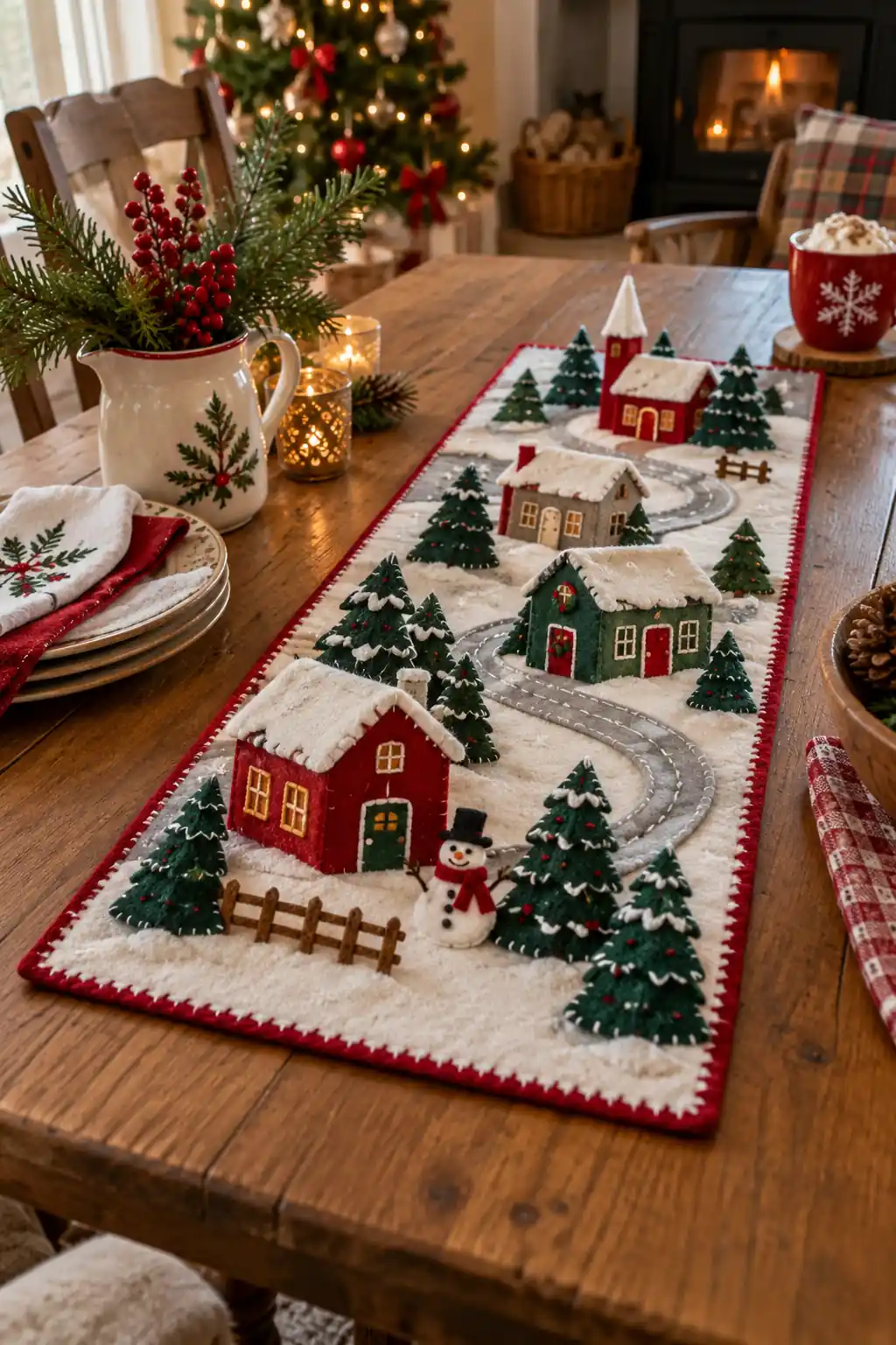 Felt Village Table Mat Christmas craft ideas