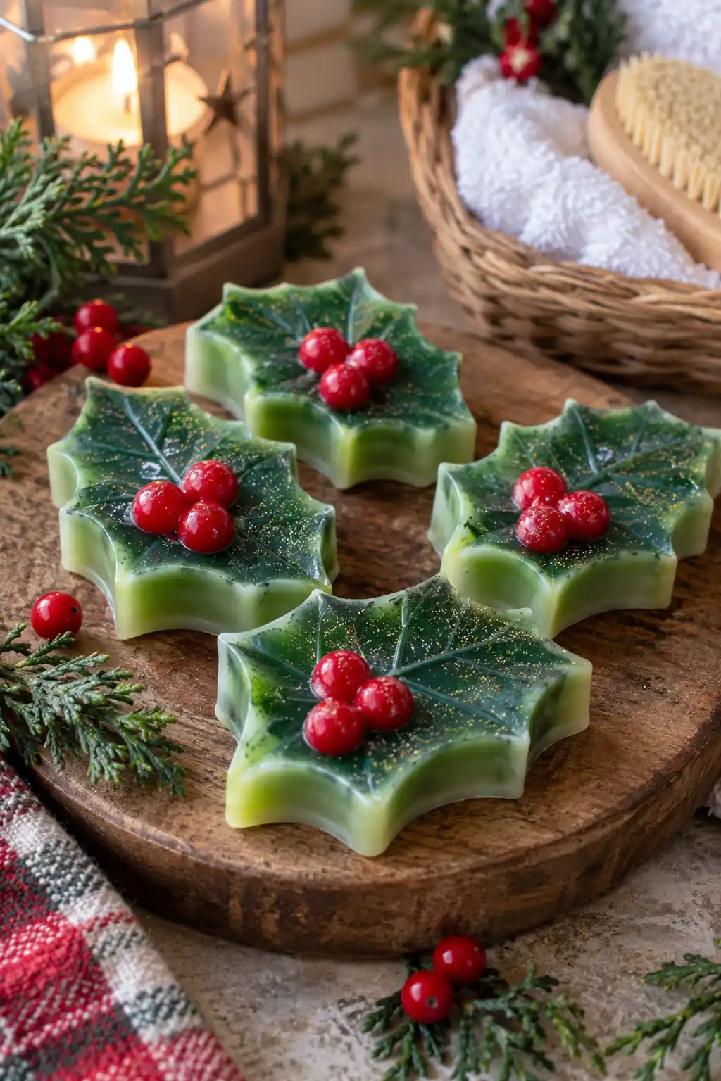 Holly Leaf Soap Christmas soap ideas