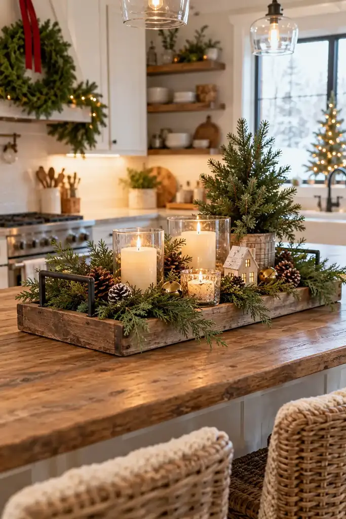 Kitchen island evergreen tray